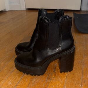 Madden Girl Black Platform Heeled Boots